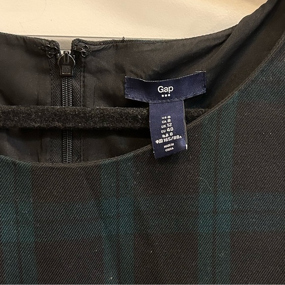 Gap Navy Green Plaid Dress 3/4 Sleeve - size 8 - Picture 2 of 2